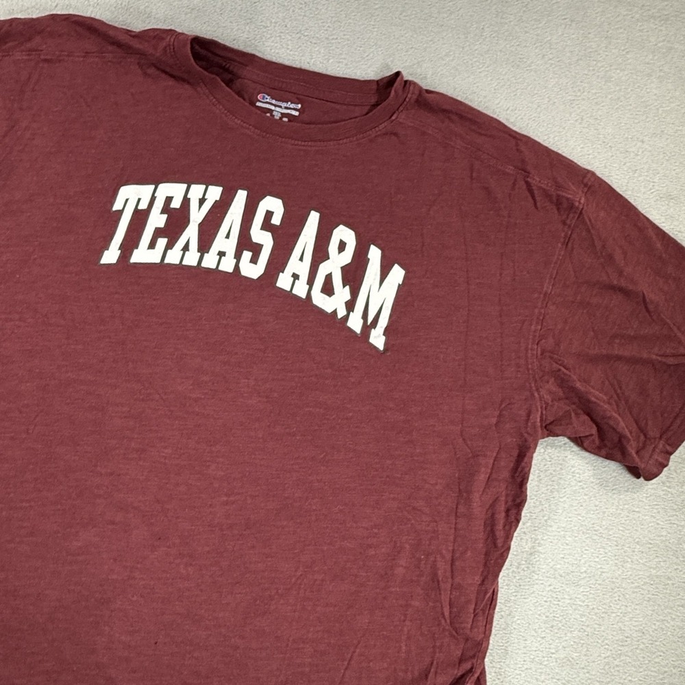 Champion Texas A&M T-Shirt Men's Maroon 2XL Logo On Sleeve